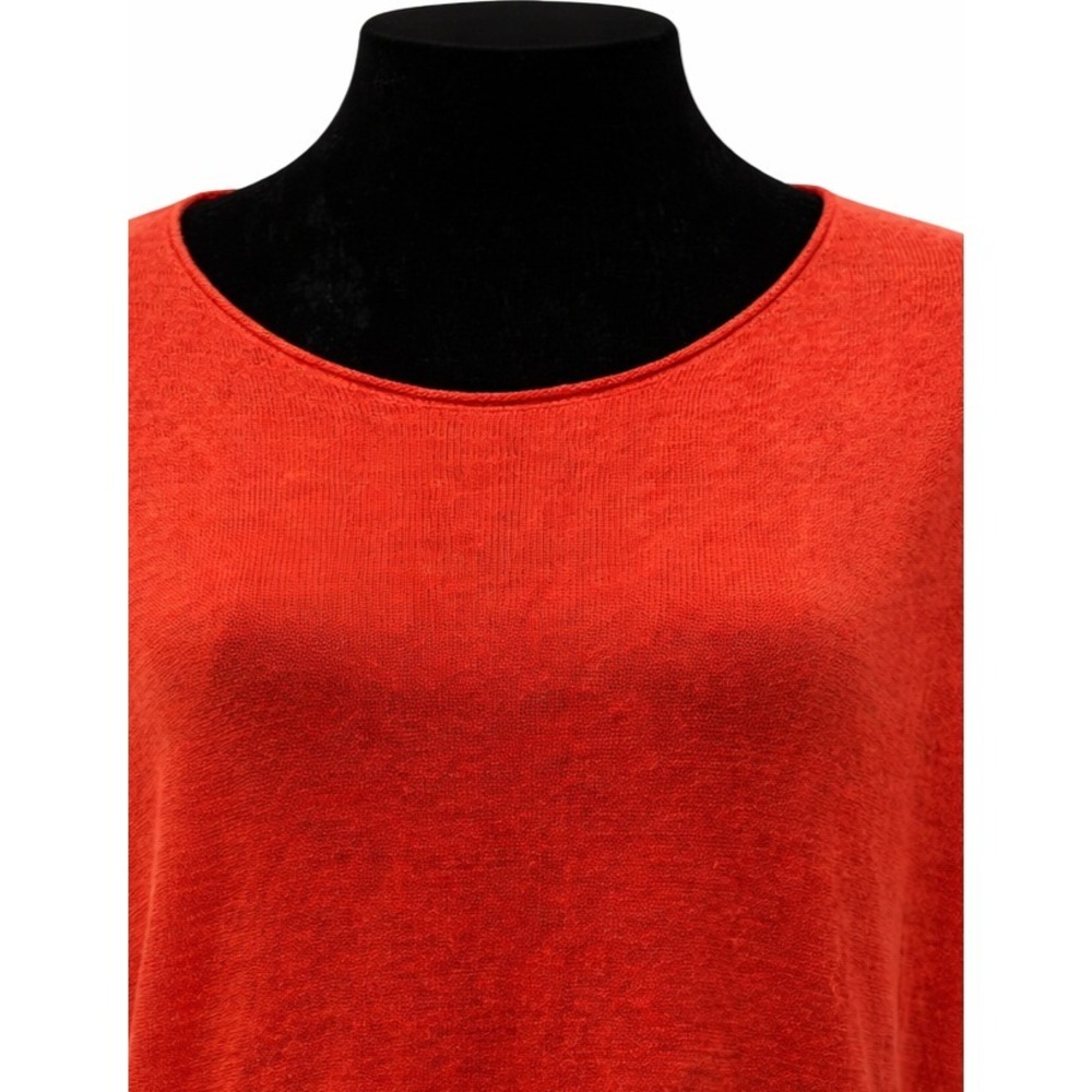 Eileen Fisher Womens Pullover Scoop Neck Tunic Top Size Small Red 100% Linen - Picture 3 of 12